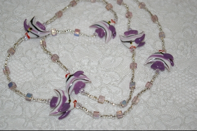 +MBA #5593  "6 Lavender Glass Angel Fish & AB Beads
