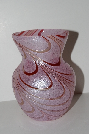 +MBA #S28-355   "2002 Fancy Pink & Red Art Glass Vase"