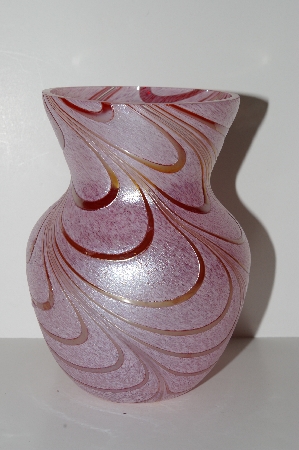 +MBA #S28-355   "2002 Fancy Pink & Red Art Glass Vase"