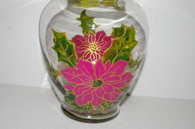 +MBA #S28-293   "1990's One Of A Kind Hand Painted Pink Poinsettia Flower Vase" 