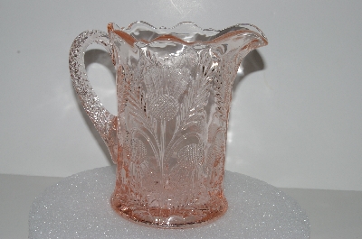 +MBA #S28-032   "Fancy Pale Pink Glass Water Pitcher"