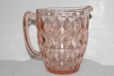 +MBA #S28-041   "Vintage Pink Depression Glass Windsor Diamond Pattern Pitcher"