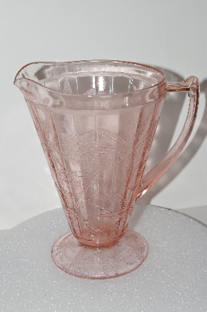 +MBA #S28-074   "Vintage Pink Depression Glass Poinsettia Pitcher"