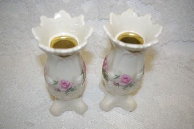 +MBA #6792  2PC Candle Holders/Vases With Brass Inserts