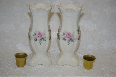 +MBA #9793  2pc Candle Holders / Vases With Brass Inserts