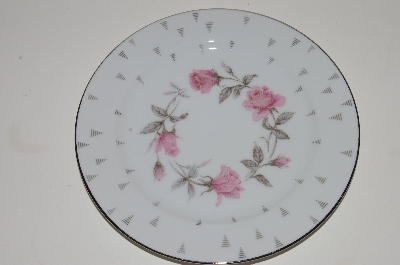 +MBA #S18-101  Set Of 6     "Charmaine By Sango Pink Roses With Platinum Trim Salad Plate"