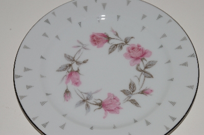+MBA #S18-101  Set Of 6     "Charmaine By Sango Pink Roses With Platinum Trim Salad Plate"