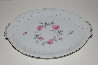 +MBA #S18-137    "Charmaine By Sango Pink Roses & Platinum Trim Large Oval Serving Platter"