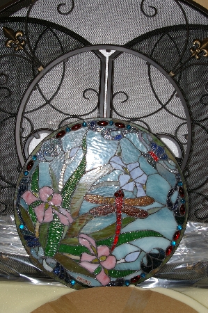 MBA #S19-070    "2003 Tiffany Style Dragonfly Fireplace Screen"