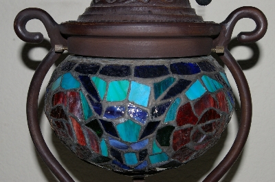 MBA #S19-048    "2004  Tiffany Style Fancy Shade Rose Table Lamp"