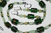 +MBA #B1-159  "Fancy Dark Green Lampworked Glass Bead Necklace & Earring Set"