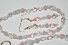 +MBA #B1-096   "Pink Crystal & Clear Glass Bead Necklace & Earring Set"