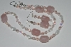 +MBA #B1-028  "Rose Quartz, Pink Crystal, Clear Glass Bead & Pearl Necklace & Earring Set"