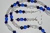 +MBA #B1-084   "Blue, Clear & White Glass Bead Necklace & Earring Set"