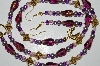 +MBA #B2-069  "Purple Glass Bead & Pearl Necklace & Earring Set"