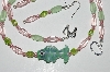 +MBA #B2-066  "Fancy Lamped Worked Glass Fish, Pink & Green Glass Bead Necklace & Earring Set" 