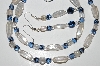 +MBA #B2-054  "Clear Luster & Blue Glass Bead Necklace & Matching Earring Set"