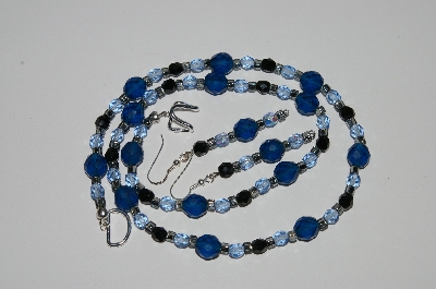 +MBA #B2-027  "Fancy Blue Crystal & Bead Necklace & Earring Set"