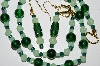 +MBA #B2-021  "Matte Green & Dark Green Glass bead Necklace & Earring Set"