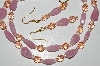 +MBA #B3-070   "Pink Glass & Crystal Bead Necklace & Earring Set"