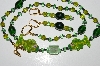 +MBA #B3-028  "Green Glass bead & Crystal Fish Necklace & Earring Set"