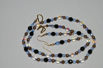 +MBA #B3-094  "Black, Blue & AB Clear Crystal Necklace & Earring Set"