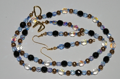 +MBA #B3-094  "Black, Blue & AB Clear Crystal Necklace & Earring Set"