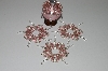 +MBA #B3-133 "Set Of 4 Hand Beaded Pink & Silver Ornament Covers"