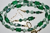 +MBA #B4-3024  "Green Gemstone,Glass Bead & Pearl Necklace & Matching Earring Set"
