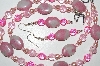 +MBA #B4-3015  "Pink Gemstone,Crystal,Glass Bead & Pink Pearl Necklace & Earring Set"