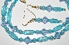+MBA #B4-2988  "Blue Luster Glass & Pearl Necklace & Matching Earring Set"