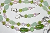 +MBA #B4-3018  "Green Glass & Crystal Bead Necklace & Matching Earring Set"