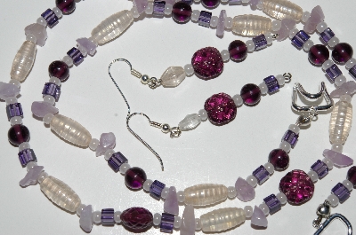 +MBA #B4-2965  "Amethyst, Luster Glass, Purple Glass Bead Necklace & Matching Earring Set"