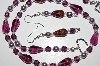 +MBA #B4-2962  "Purple Glass, Crystal & Pearl Necklace & Matching Earring Set"