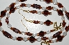 +MBA #B4-2950  "Brown & Clear Glass Necklace & Matching Earring Set"