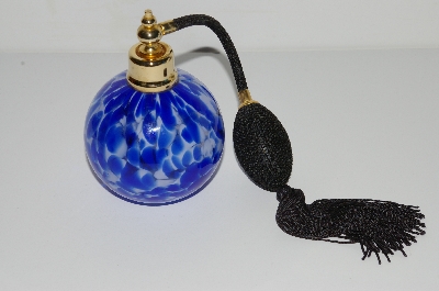 +MBA #B4-3033  "Blue Art Glass Atomizer Perfume Bottle"