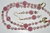 +MBA #B5-096  "Luster Pink Glass Bead & Pearl Necklace & Matching Earring Set"