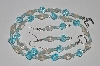 +MBA #B5-066  "Fancy Blue & Clear Glass Bead Necklace & Matching Earring Set"