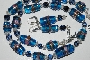 +MBA #B5-042  " Fancy Blue Glass Lamp Worked Bead Necklace & Matching Earring Set"