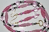 +MBA #B5-048  "Matte Pink Glass, Black Glass, Grey Pearl & Crystal Necklace & Matching Earring Set"