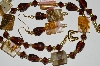 +MBA #B5-108  "Cherry Agate & Brown Glass Bead Necklace & Matching Earring Set"