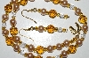 +MBA #B6-189  "Amber Crystal Bead & Champagne Glass Pearl Necklace & Earring Set"
