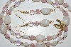 +MBA #B6-136  "Pink Crystal & Luster White Bead Necklace & Matching Earring Set"