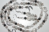 +MBA #B6-100  "AB Clear Glass, Hemalyke & Pearl Necklace & Matching Earring Set"