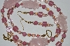 +MBA #B6-071  "Fancy Rose Quartz Owl, Pink Crystal, Glass Bead & Lepidolite Necklace & Matching Earring Set"