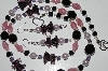 +MBA #B6-019  "Purple Elephant, Glass Bead, Pearl & Black Crystal Necklace & Matching Earring Set"