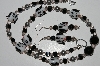 +MBA #B6-016  "Fancy Dog Bead, Grey Pearl & Black Crystal Bead Necklace & Matching Earring Set"