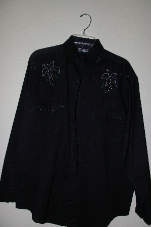 +MBAHB #19-017  "Manisha Black One Of A Kind Hand Beaded Shirt"