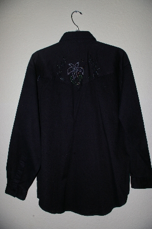 +MBAHB #19-017  "Manisha Black One Of A Kind Hand Beaded Shirt"
