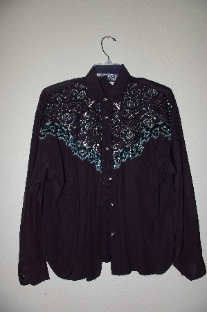 +MBAHB #19-039  "1970"s Judy Knapp One Of A Kind Hand Beaded Western Top"